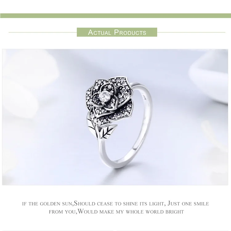 925 пробы Серебряное кольцо на палец с цветущей розой для женщин кольцо с цветком орхидеи кольцо из стерлингового серебра ювелирные изделия Анель S925 ECR382