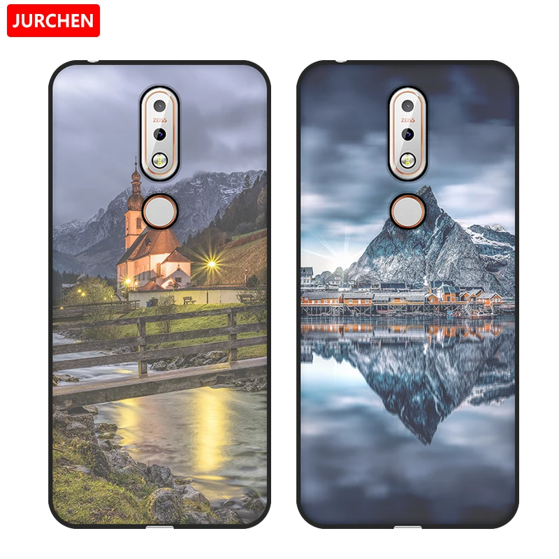 JURCHEN чехол для телефона Nokia 7 1 Nokia7.1 с 3D рисунком силиконовый мягкий черный матовый