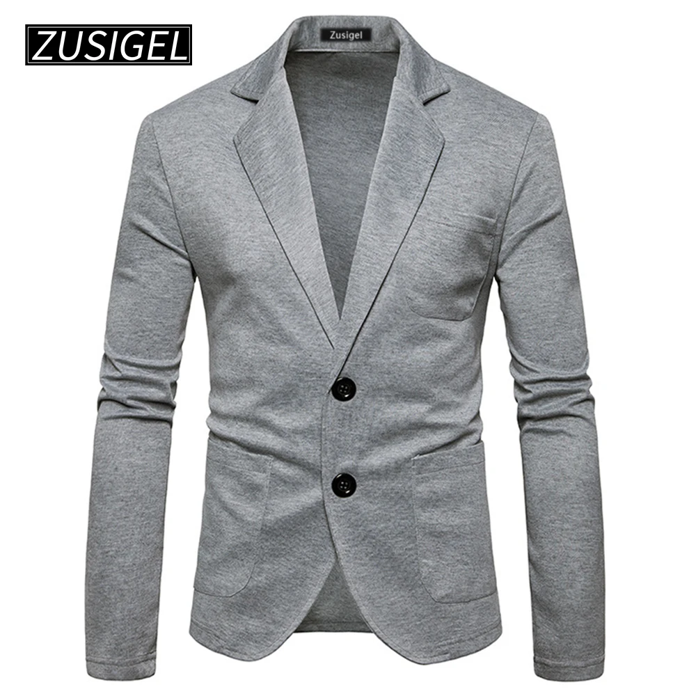 ZUSIGEL Men's Suit Jacket Solid Two Button Notched Lapel Slim Fit Business Men Blazer | Мужская одежда