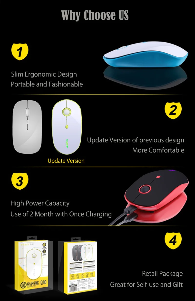 T-WOLF Q10 Wireless Rechargeable Computer Mouse (10)
