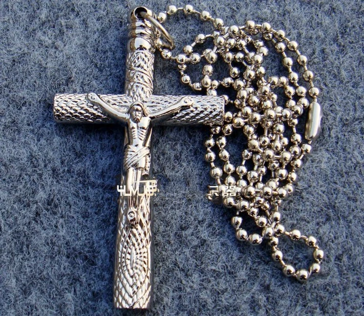 Buy Steel Key Chain Silver/Black Cross Christian