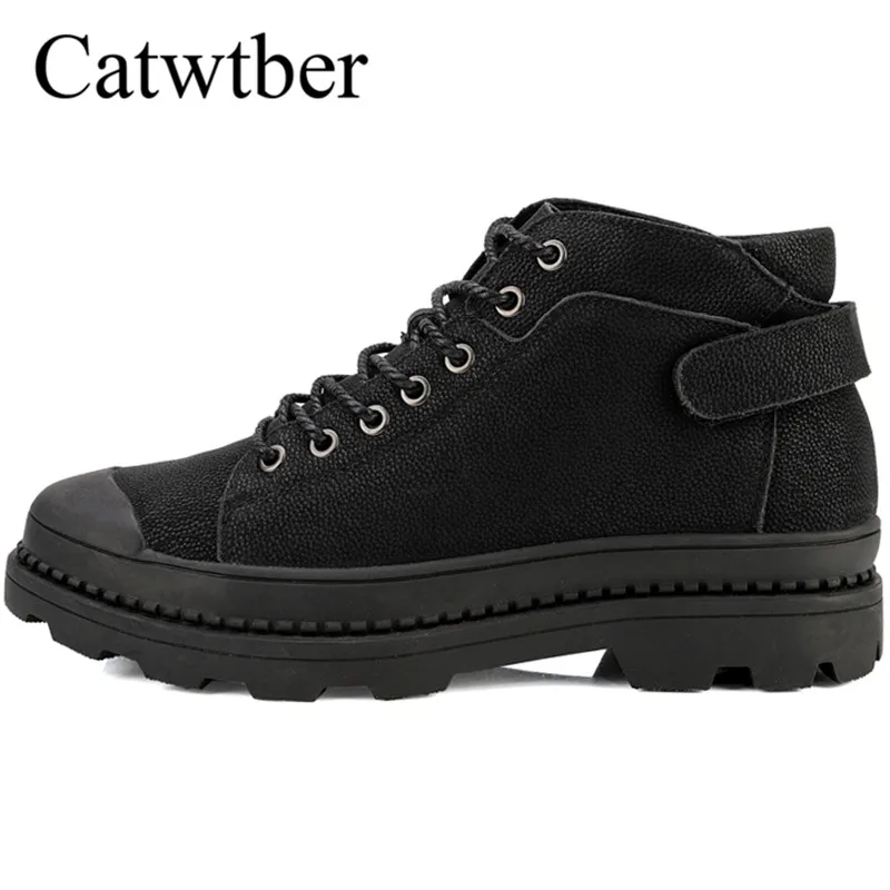 

Catwtber Men Boots Anti-Skidding Leather Shoes Men Popular Comfy Autumn Winter Men Shoes Plush Formal Business Snow Martin Boots