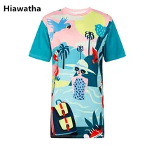 Hiawatha Повседневная Длинная футболка женская летняя футболка с короткими рукавами и круглым вырезом футболки в стиле Харадзюку T4415