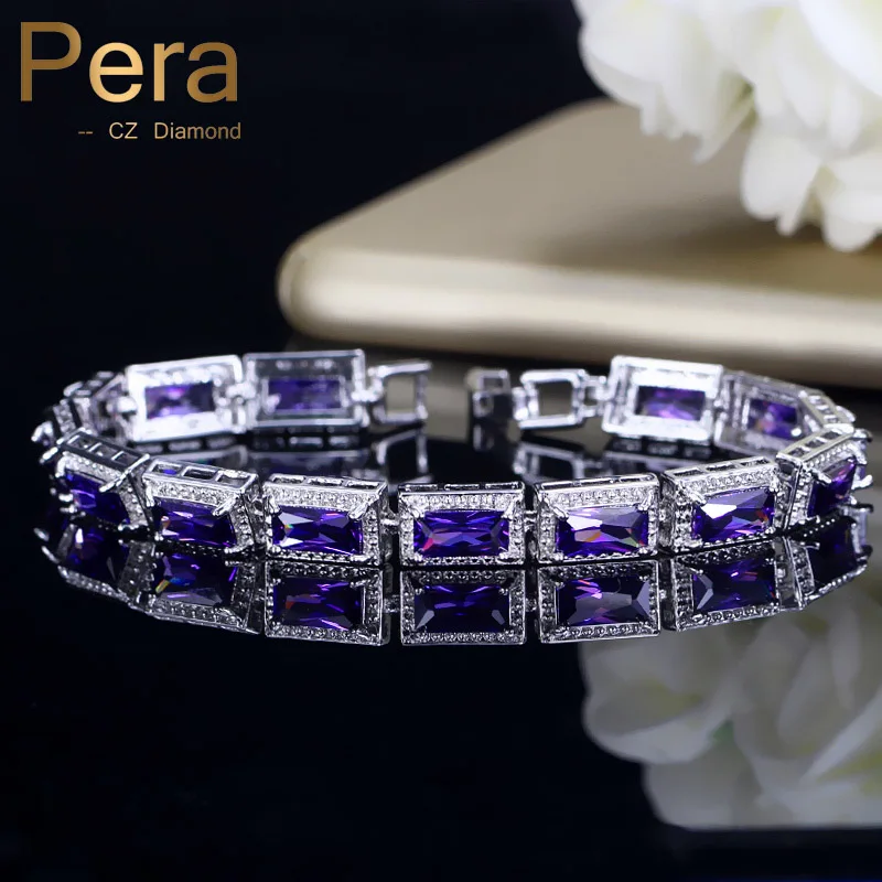 Pera Высочайшее качество 6 цвета на выбор браслет и браслет для женщин большой площади Austia стразами серебристого цвета партия ювелирных изделий подарок B119