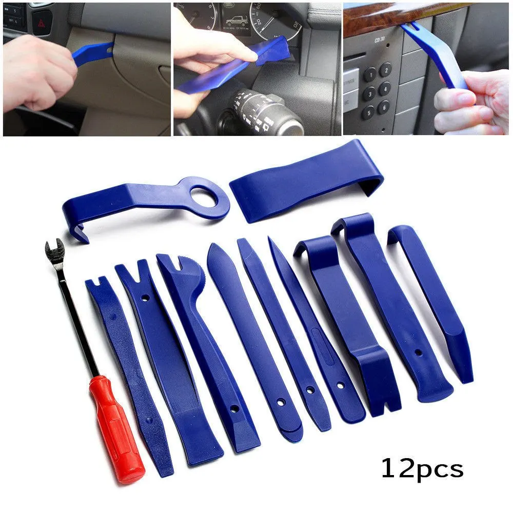 

12pcs/set Car Panel Removal Set Door Clip Removal Installer Pry Kit screw knife Handle Repair Tool Radio Audio Repairing Clip