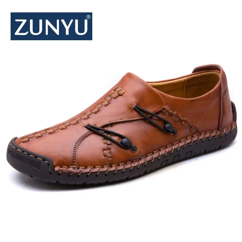 

ZUNYU New Men's Leather Casual Shoes Fashion Flats, Design Style Men Shoes, Fashion Hasp Casual Shoes For Men Big Size 38-48