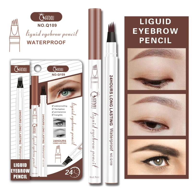 

3Colors Waterproof 4 Head Fine Sketch Liquid Eyebrow Pencil Eyebrow Tattoo Pen Makeup Long lasting Eye Brow Pen Cosmetics TSLM1