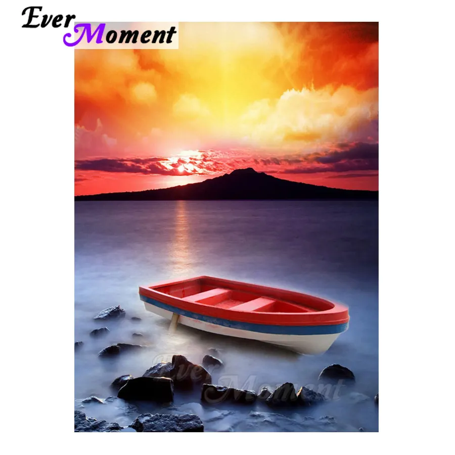 Ever Moment Boat Diamond Painting Picture Of Rhinestone Handmade 5D DIY Cross Stitch Embroidery Decoration S2F1407 | Дом и сад