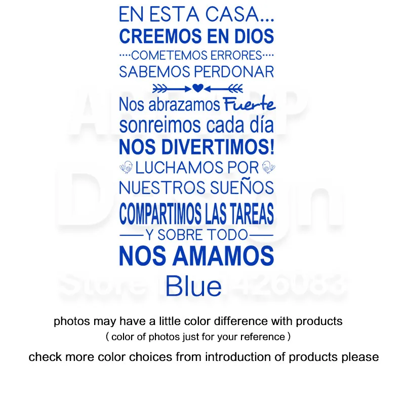 Искусство дизайн домашний Декор виниловые дешевые испанское самоуправление Наклейка Настенная «Слова» красочные украшения дома семейная Цитата Наклейки для комнаты - Цвет: Blue