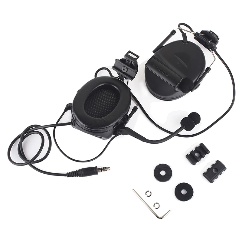 

SEIGNEER Tactical Airsoft Comtac II Headset with Peltor Helmet Rail Adapter Set for FAST Helmets Noise Canceling Headphone