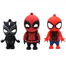 Usb флэш-накопитель Черная пантера Человек-паук Дэдпул Флешка 4 ГБ 8 ГБ 16 ГБ 32 ГБ 64 ГБ 128 ГБ U stick карта памяти, Флеш накопитель в подарок