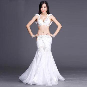 

New fashion Lace Rhinestone Floral Long Skirt Sexy Belly dance 2pcs set for women/female Dancer, costume performance weas BY002