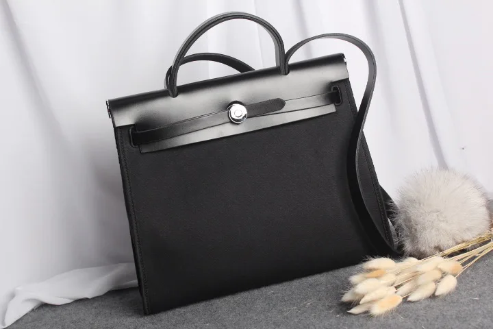Роскошные сумки, женские сумки, дизайнерские холщовые с кожаным, модные, на одно плечо, нанизанная посылка, Большая вместительная сумка - Цвет: black