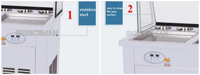 35 см автоматический двойной Пан Мороженое прокатки roll машина из нержавеющей стали машина для жареного мороженого с размораживанием плиты и крышка