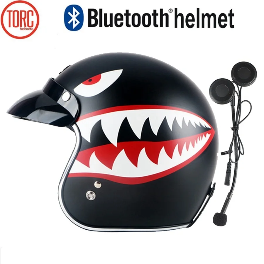 Бесплатная доставка 1 шт. Bluetooth гарнитура TORC шлем 3/4 с открытым лицом винтажный