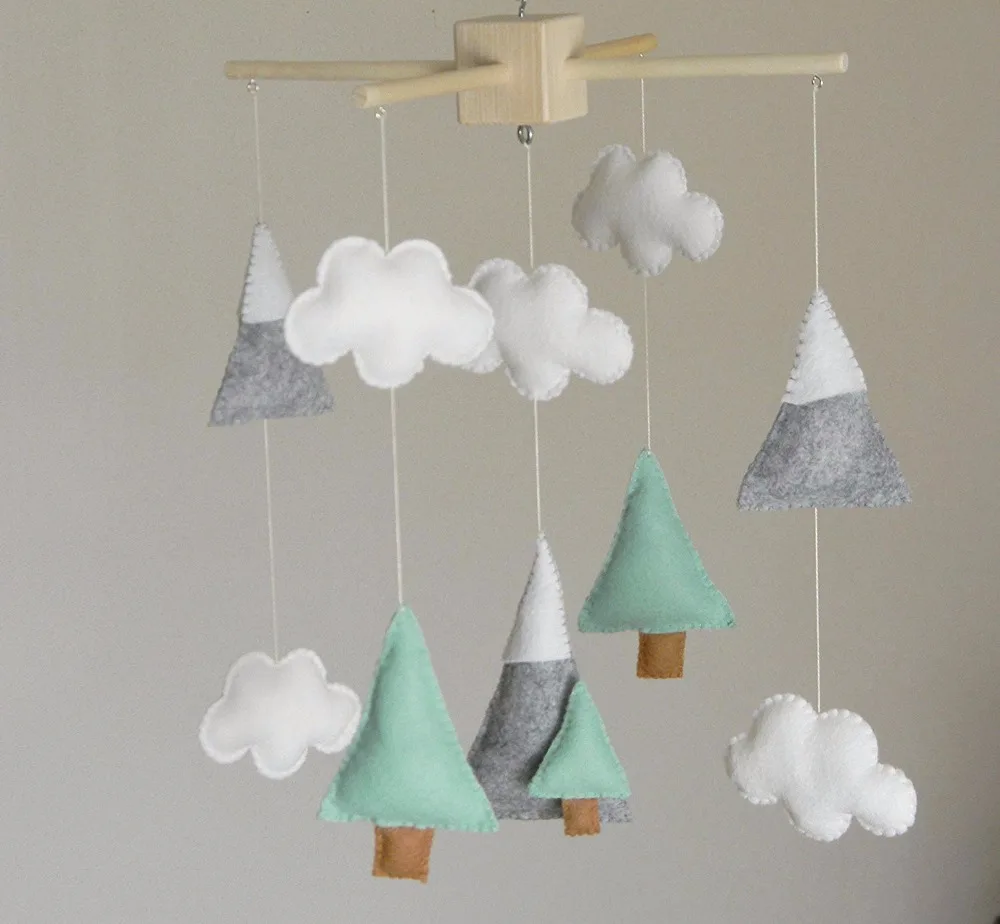 

Mountains Baby Mobile, Baby Crib Mobile, Modern Nursery mobile, Felt Mountains and Tree, Mountain nursery decor
