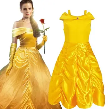 

2017 Kids Girl Beauty and beast cosplay carnival costume kids belle princess dress for Christmas Halloween Dress For Girls