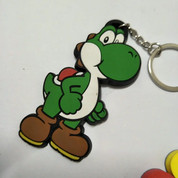 LLavero de PVC de Super Mario Bros Yoshi hongo lindo divertido silicona para llaves bolso colgante de coche llavero joyería chavetros niños Juguetes