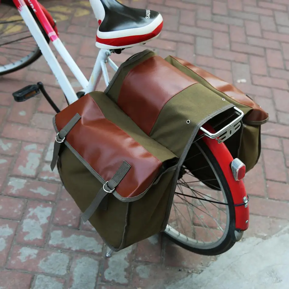 Cheap Bicycle Canvas Bag Bicycle Back Seat Pannier Cycling Rear Rack Trunk Bike Luggage Large Capacity Saddle Tail Pouches Storage Bag 1