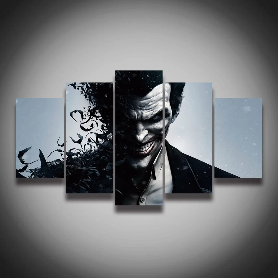 Framed art ! High quality Printed picture Joker painting on canvas 5 panels / set for wall