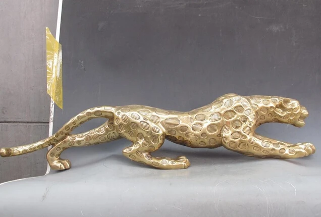 

S0524 9 Chinese Folk Bronze Copper Lucky Money Leopard Cheetah Art Statue Figures D0318