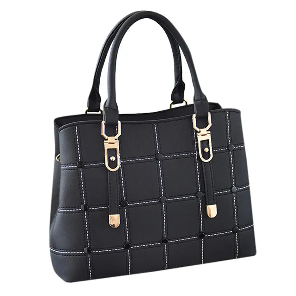 2019Top Женская модная простая однотонная сумка через плечо Высококачественная кожаная повседневная сумка на молнии через плечо - Цвет: Black