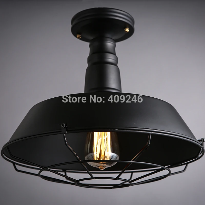 

2PCS 36CM Loft Edison Lamp Industry Metal Black Pot With IRON NET Ceiling Lamp For Cafe Bar Coffee Shop Hall Balcony