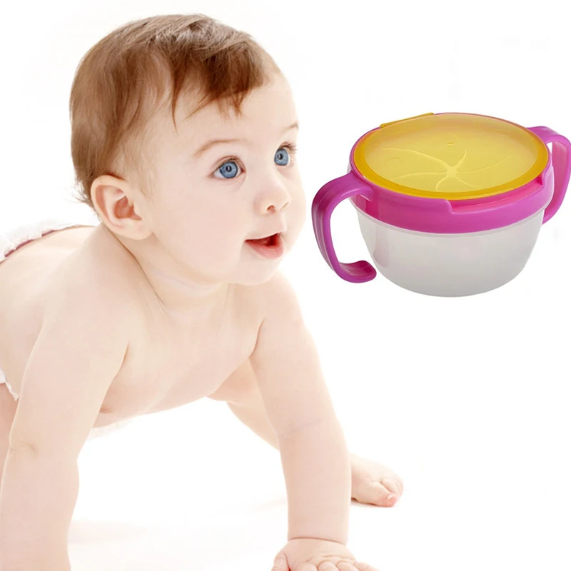 

1Pcs Non-Toxic Baby Kids Feeding Bowl Anti-sprinkle Double Handle Fruit Cookie Snack Food Container Cup Dishes Tableware