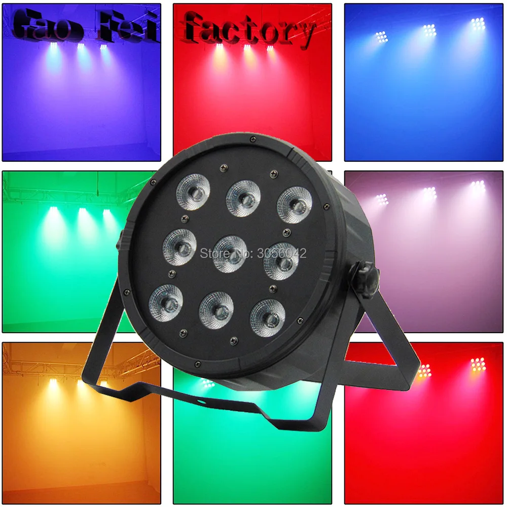 

2017 9x 12W RGBW DMX Stage Lights Business Lights Led Flat Par High Power Light with Professional for Party KTV Disco DJ