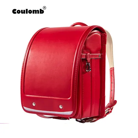 Backpack para Menina e Meninos Coulomb Kid Ortopédicos Escola Bag Crianças Estudantes Bookbags Japão pu Japonês Randoseru Mochila Quente