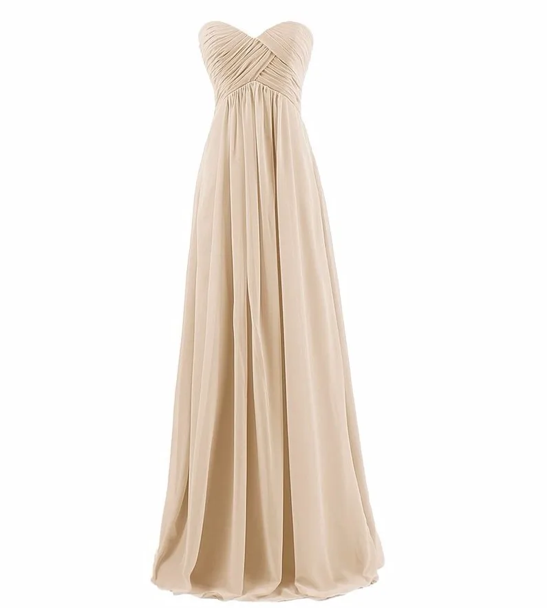 Elegant Chiffon Pleat Long Bridesmaid Dress