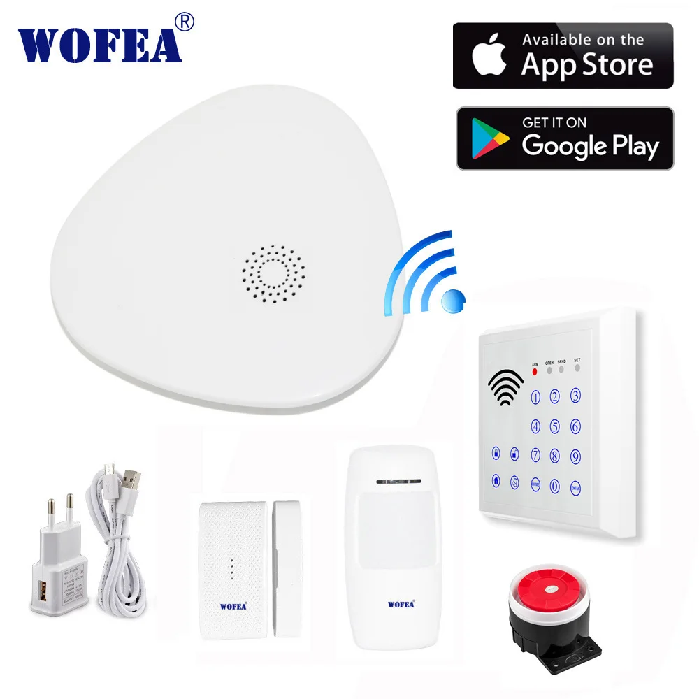 Wofea WIFI RF Gataway Home Security Alarm System with wireless keyboard