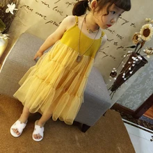 Новое летнее платье принцессы из тюля для девочек милое платье