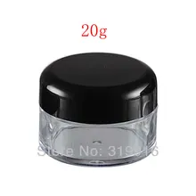 20 г X 50 пустая пластиковая для косметики контейнер, DIY крем для ухода за кожей маленькая бутылка для горшка, прозрачная Оловянная с черной крышкой, Ушные Шпильки образец может