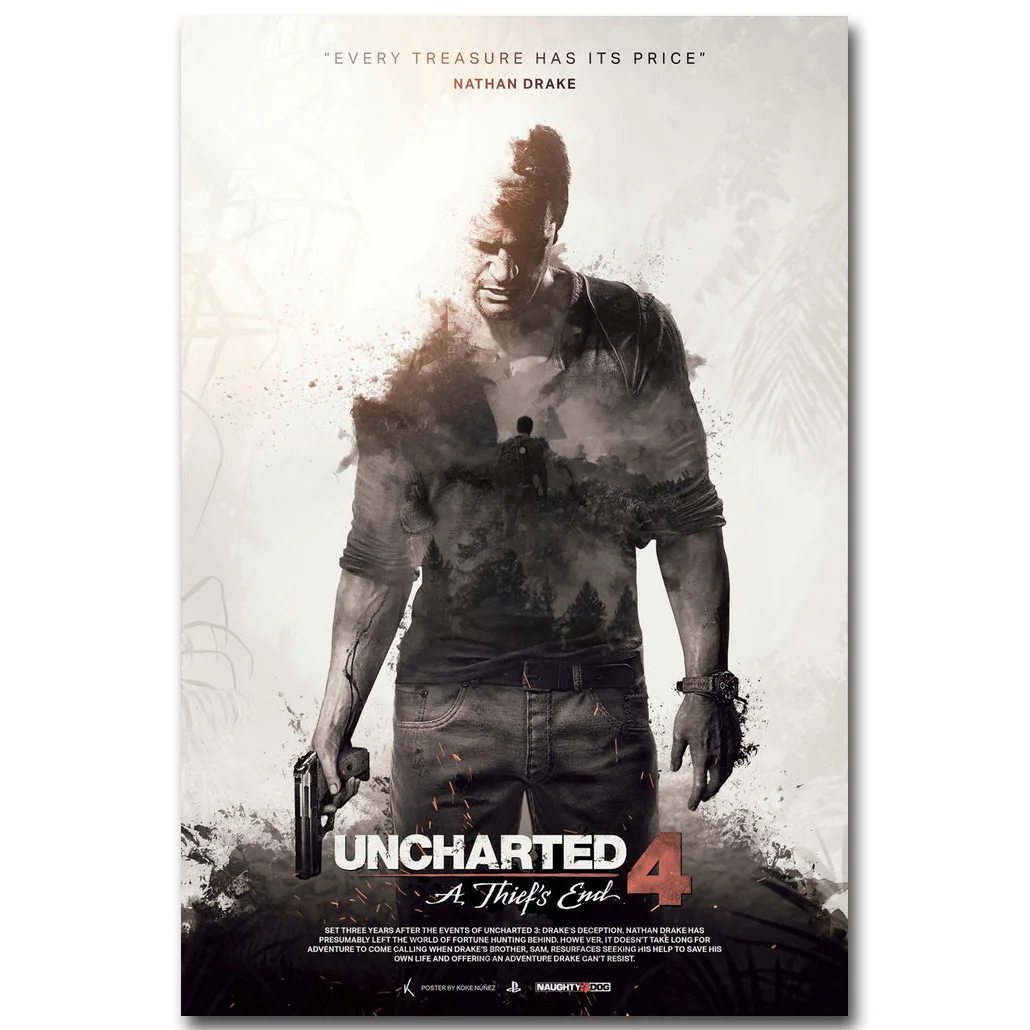 Uncharted 4 A Thiefs End художественная шелковая ткань плакат 13x20 24x36 дюймов новая игра картинки для гостиной настенный Декор 008