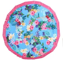 Beach Bath Towels Floral Printed Round Blanket Tassels Yoga Mat Tippet