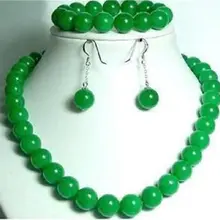 10 мм с зелёными камнями круглые бусы ожерелье 1"& браслет 7,5"& Серьги кварцевые тонкие свадебные широкие часы Крылья Женщины королева