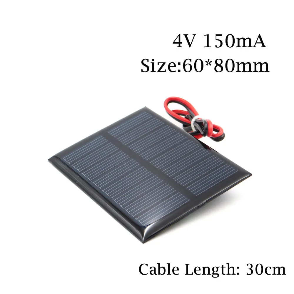 1V 1,5 V 2V 3V 3,5 V 4V солнечная панель 100mA 120mA 150mA 250mA 300mA 350mA 435mA 500mA зарядное устройство для сотового телефона с проводом подключения - Цвет: 4V 150mA