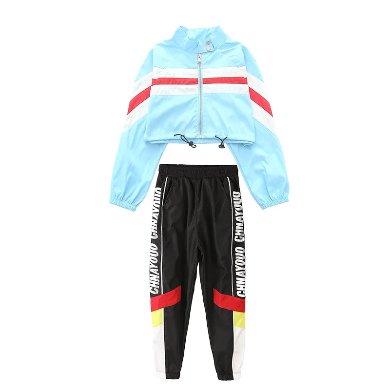 Hip Hop Dance Costumes Long Sleeved Jacket Black Pants Street Stage Clothes Child Dance Jazz Outfits Performance Wear DN2785