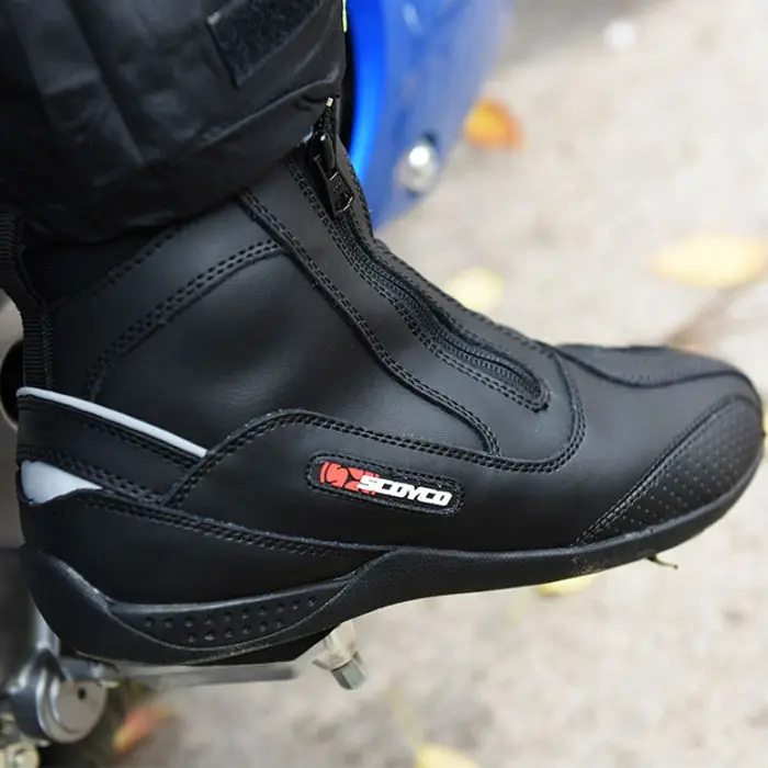 SCOYCO/кожаные ботинки для мотогонок; ботинки в байкерском стиле; обувь для езды на мотоцикле; спортивная обувь; профессиональная обувь; мужские черные ботинки; MBT002