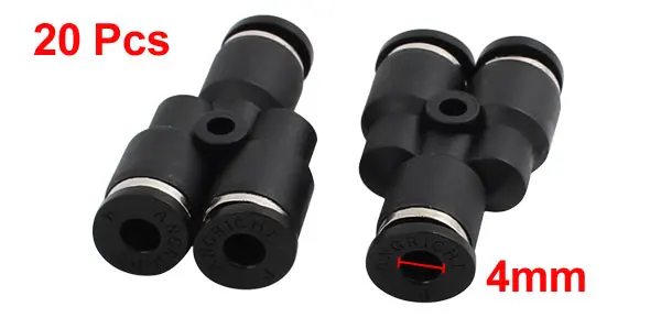 20Pcs Y Type A104 Pneumatic Air 3 Way Quick Fittings Connector 4mm Tube Hose