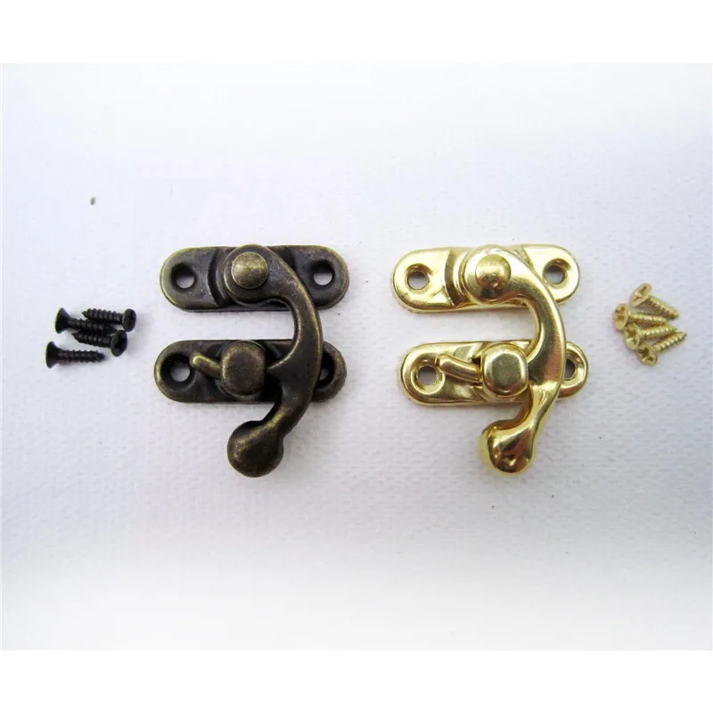 12PCS Antique Bronze Iron Padlock Latch Hasp Buckle Horn Lock Catch Clasp Hook Lock For Mini Jewelry Box For Furniture Hardware