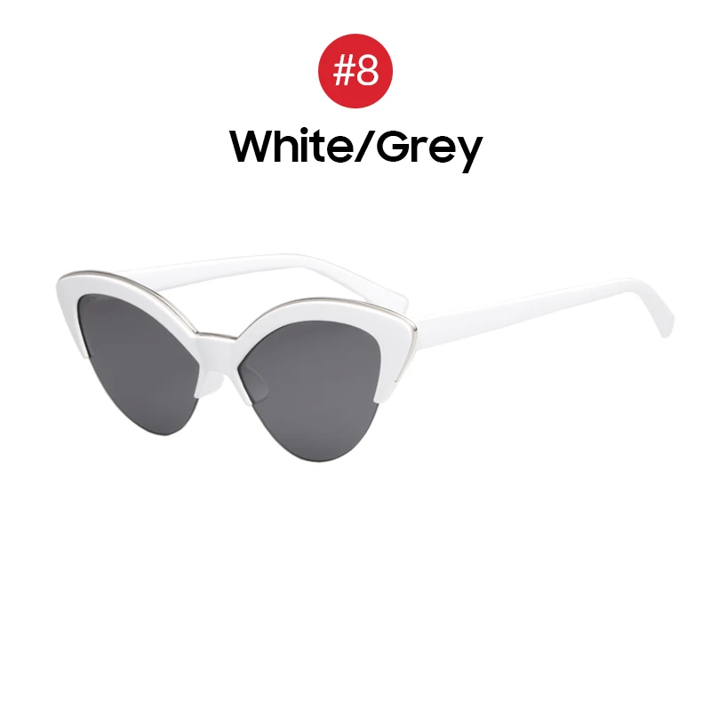VIVIBEE, новинка, женские солнцезащитные очки кошачий глаз, дизайнерские, Роскошные, Vrand, красные Cateye очки для женщин, винтажные, градиентные, женские очки - Цвет линз: 8 White Grey