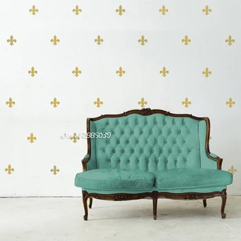 

35pcs/set Fleur De Lis Wall Stickers Metallic Gold Vinyl Wall Decals Decor Bedroom Livingroom Removable Wallpaper Mural SA527