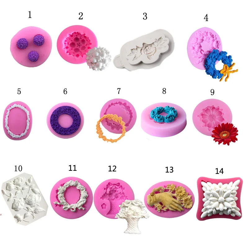 

Sugarcraft flower garland with ribbons silicone mold fondant mold cake decorating tools chocolate gumpaste mold