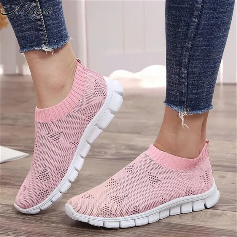 

Mhysa 2019 ladies fashion spring casual shoes women's knitted vulcanized shoes comfortable breathable flat shoes sneakers L393