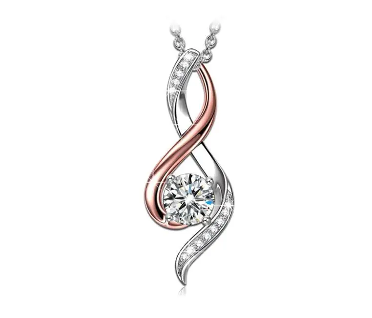 

S925 sterling silver necklace two-color inlaid AAA zircon micro-set pendant GBT05