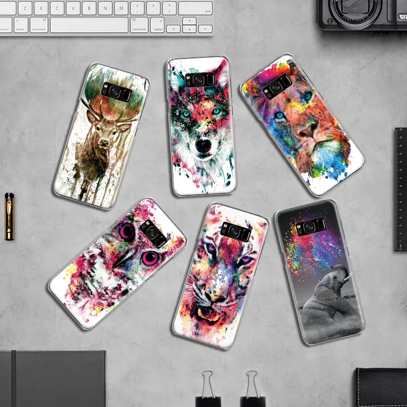 

Colored Big Lion Snow Owl Deer Colourful Doodle for Samsung Galaxy S4 S5 Mini S6 S7 S8 S9 Edge Plus Note 3 4 5 8 Phone Case