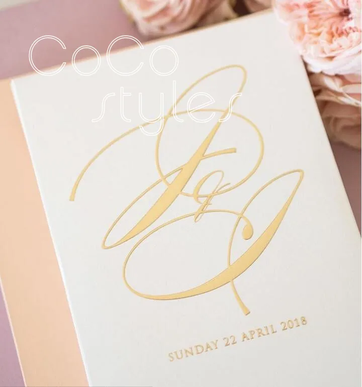  Cocostyles bespoke modern foiling folded hard cover invitation card with pocket for talented weddin - 32881011104