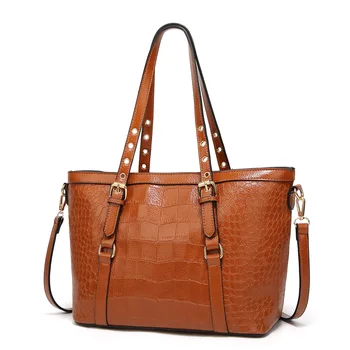 

Quality Leather Tote Women Bag Large Capacity Shoulder Bag for women 2018 Solid Crocodile Pattern Handle Handbags bolsa feminina